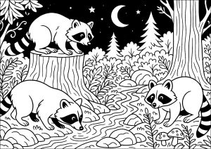 Nocturnal vigil of the raccoons