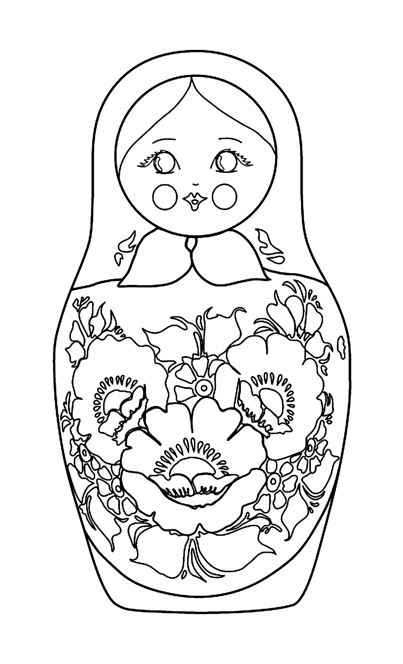 Russian doll with beautiful flowers Russian dolls Adult Coloring Pages