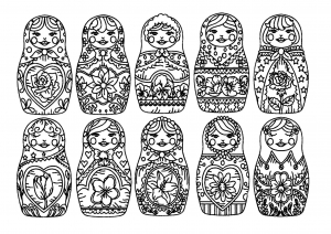Coloring russian dolls 1 2