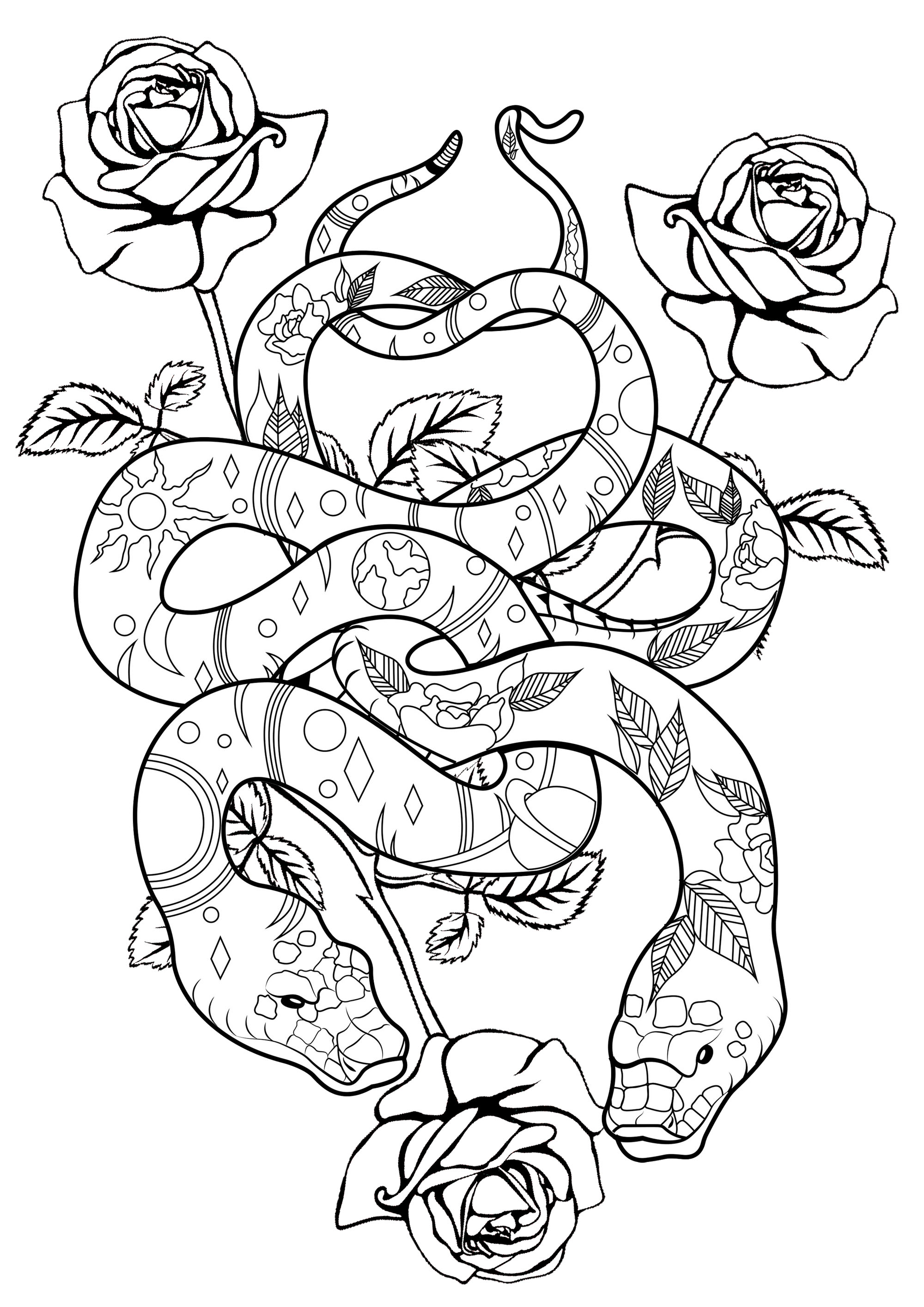 Snakes and roses mixed, for a mix between sweetness and danger .., Artist : Arwen