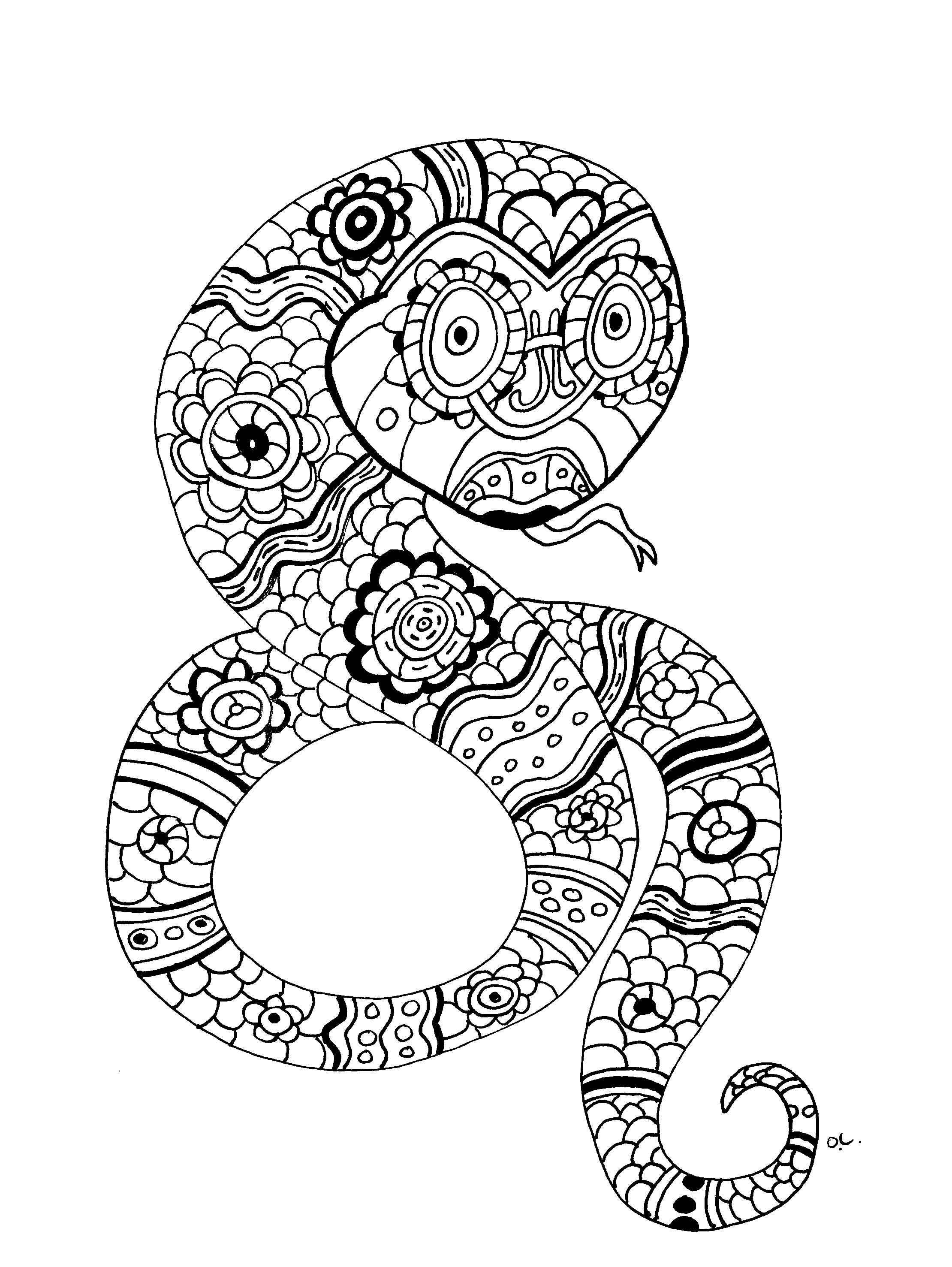 The snake by oliv Snakes Coloring pages for adults JustColor