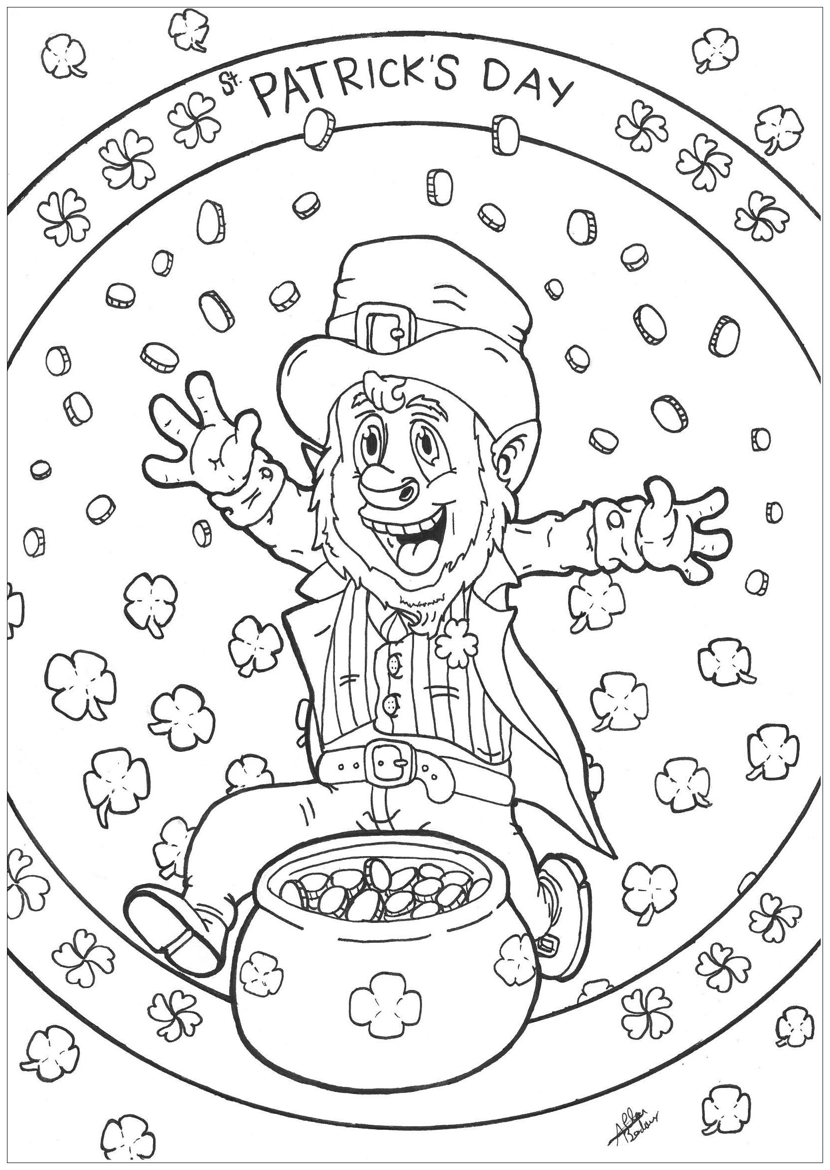 Leprechaun Patrick Day St Patrick s Day Adult Coloring Pages