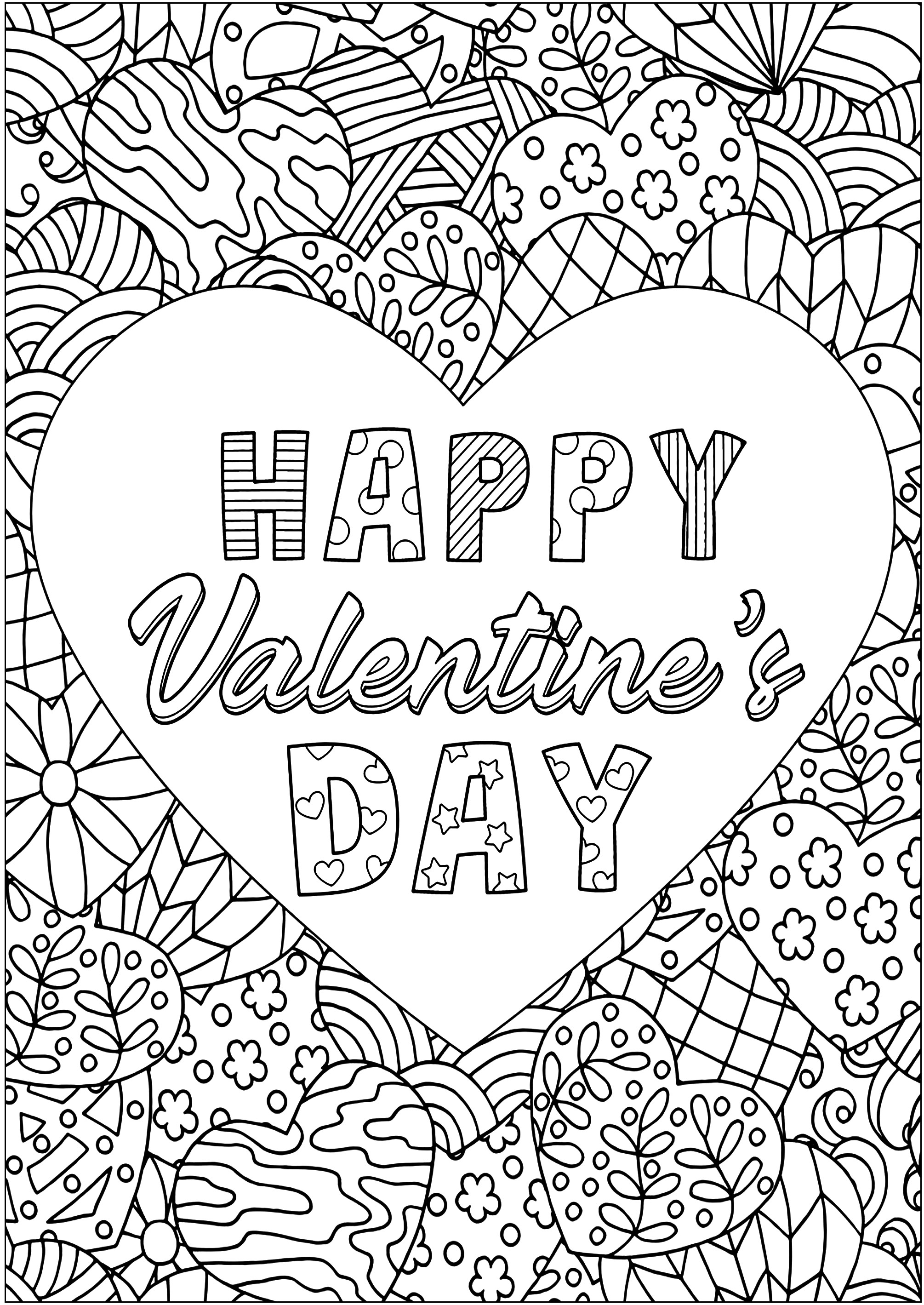 Valentine s Heart With Intricate Designs Valentine s Day Coloring Pages For Adults