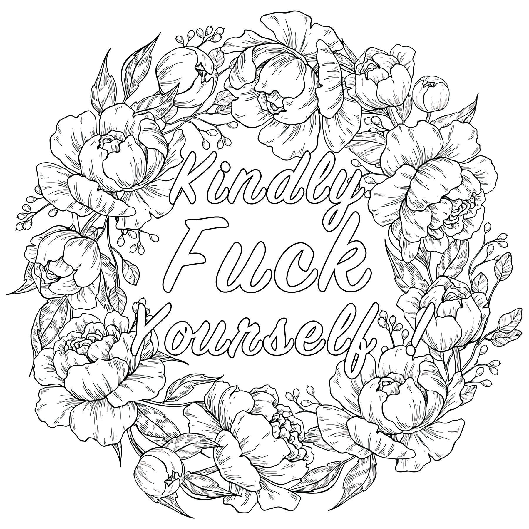 Kindly Fuck Yourself Swear Word Coloring Page Swear Word