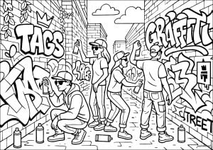 Urban Scene in Black and White