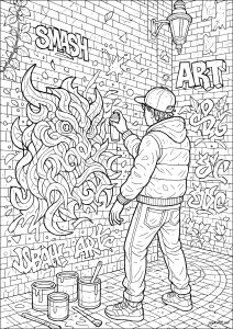 Urban artist in action