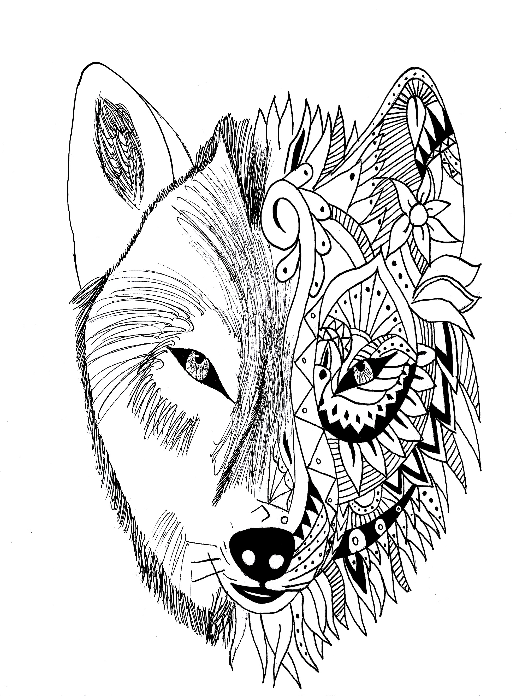 Download Tattoo wolf krissy - Tattoos Adult Coloring Pages