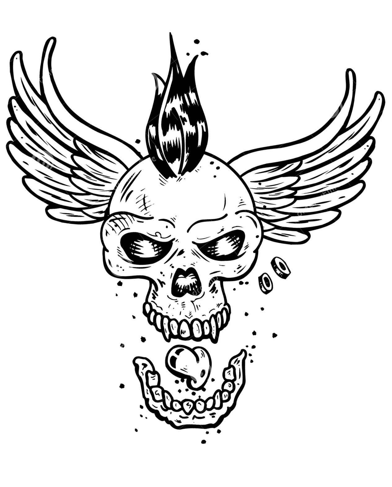 Tattoo skull skeleton wings Tattoos Adult Coloring Pages