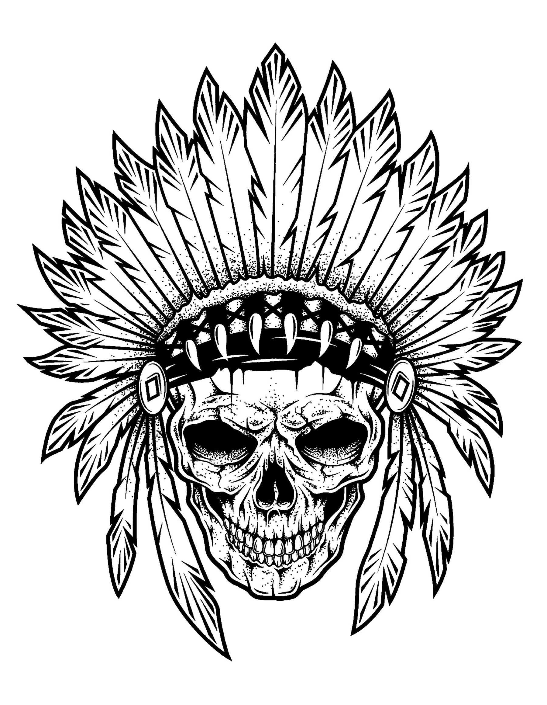 Download Tattoo indian chief skull - Tattoos Adult Coloring Pages