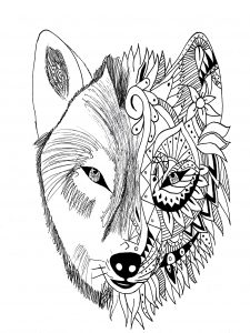 Coloring page tattoo wolf krissy