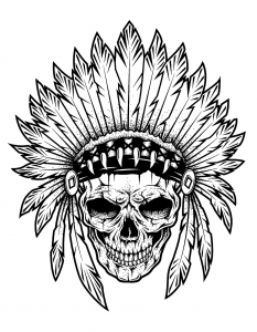Coloring tattoo indian chief skull