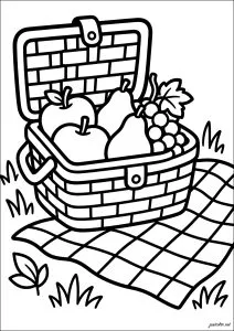 Picnic basket with fruits