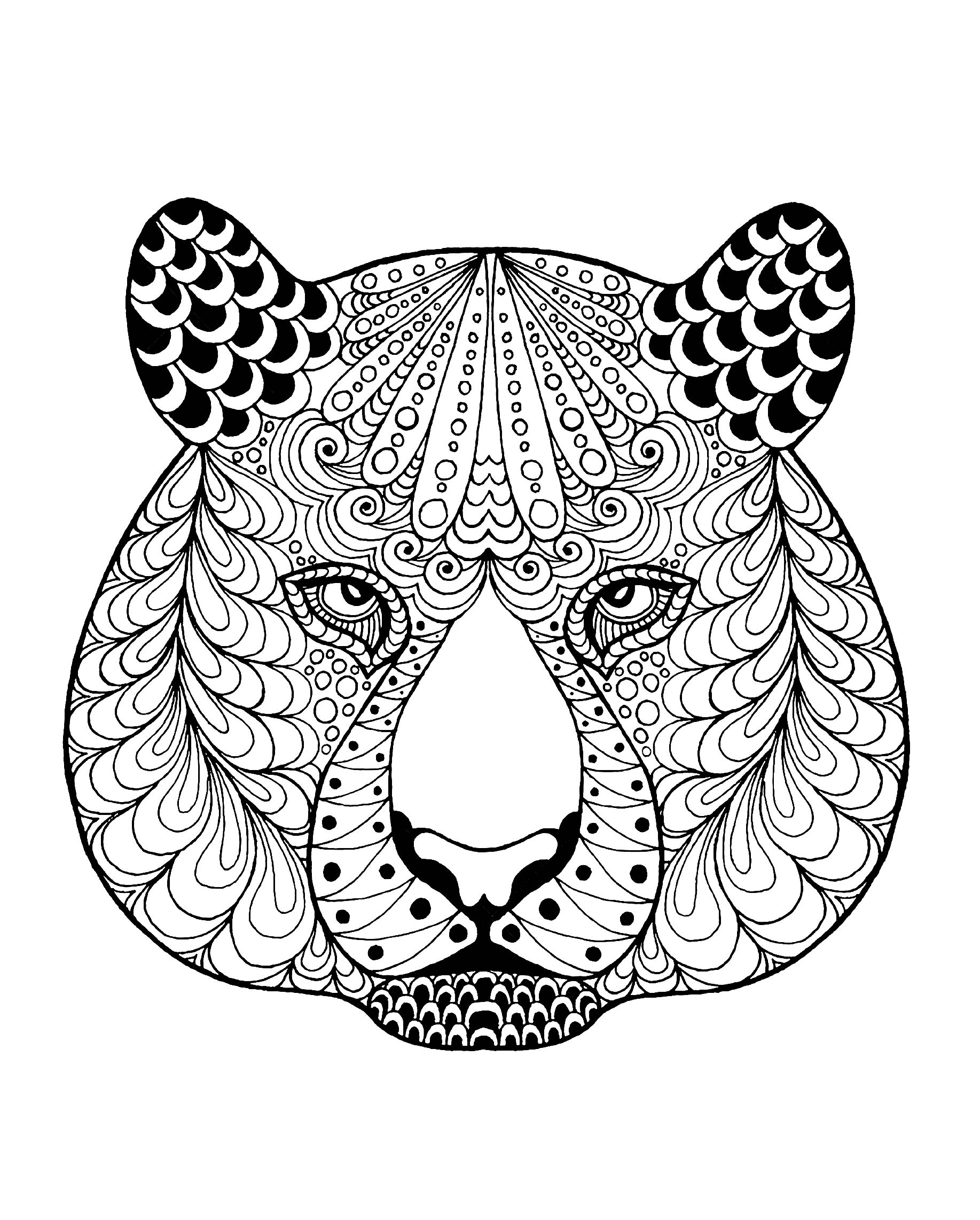 Download Tiger head with patterns - Tigers Adult Coloring Pages