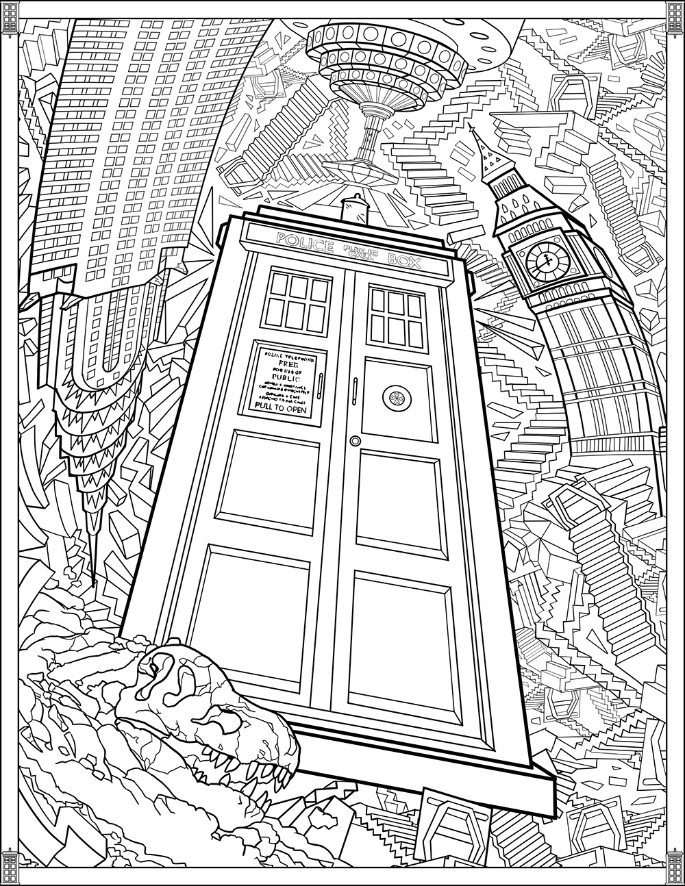 Doctor Who Pages TARDIS - TV shows Adult Coloring Pages