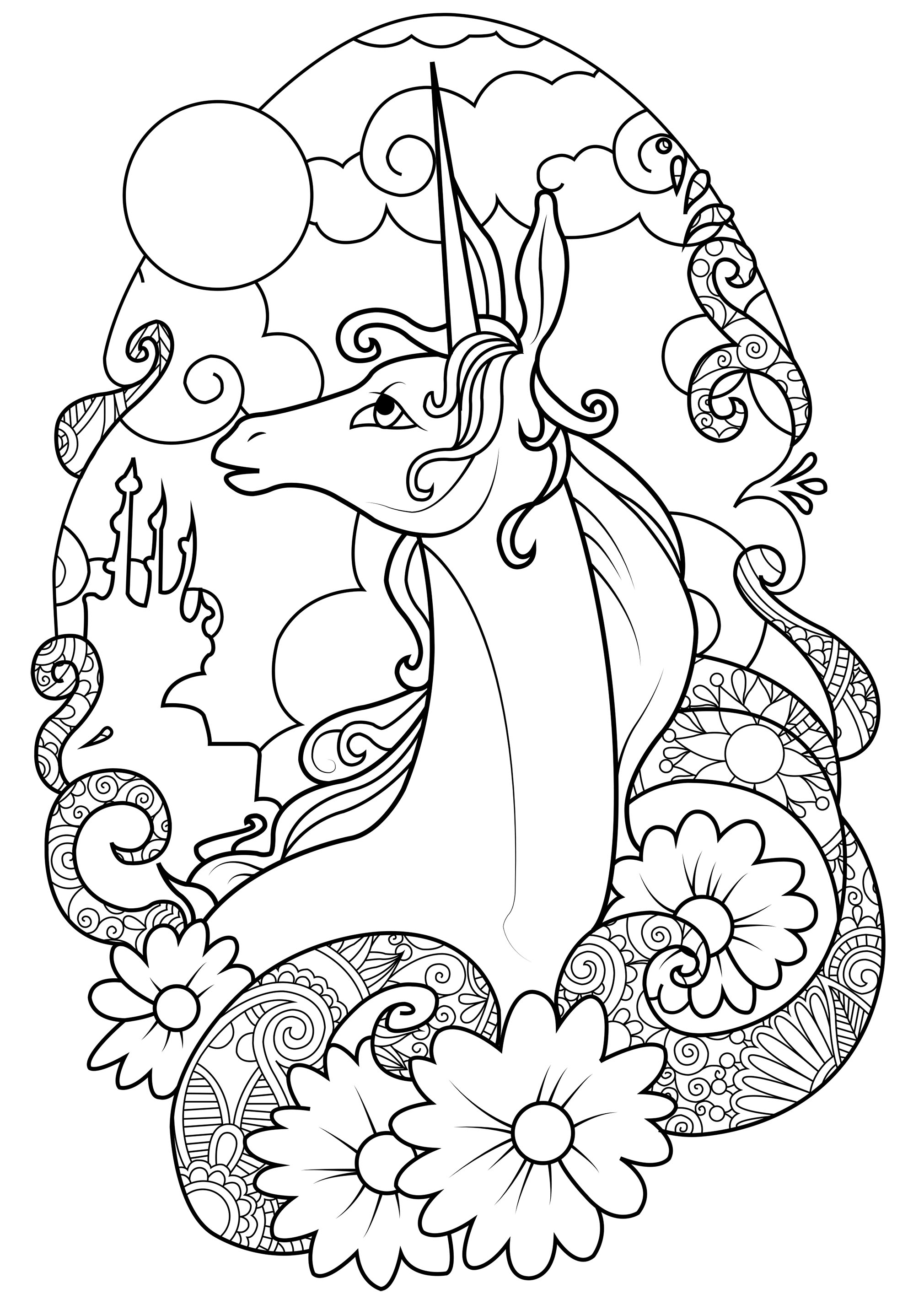 Download Unicorns - Free Colouring Pages