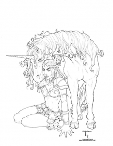 Coloring adult fantasy unicorn 1