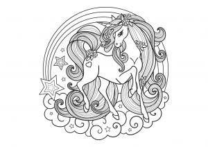 Coloring mandala unicorn wonderful