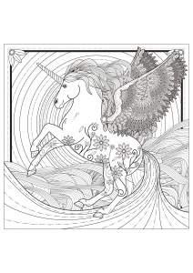 Coloring page adults unicorn 1