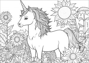 Coloring unicorn and sunflowers isa