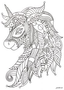 Coloring unicorn zentangle