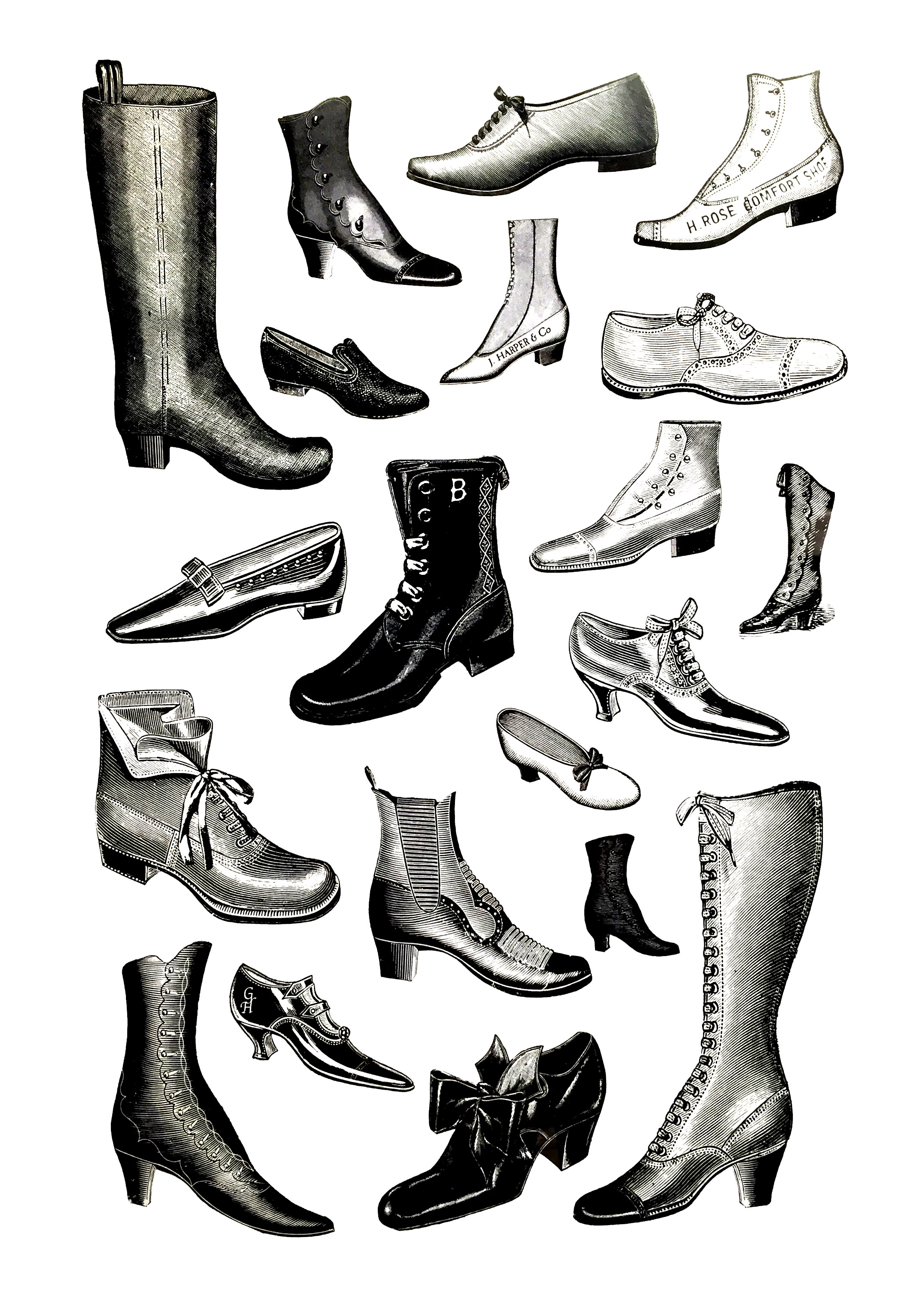 Different kind of shoes during the 19th century