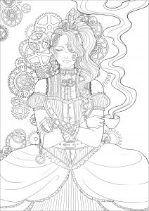 70 Steampunk Girls Coloring Book Adults Kids Coloring Pages