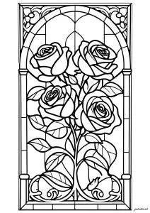 Stained glass with elegant roses