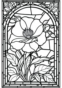 Beautiful bird and flowers in a stained glass window - Stained Glass ...