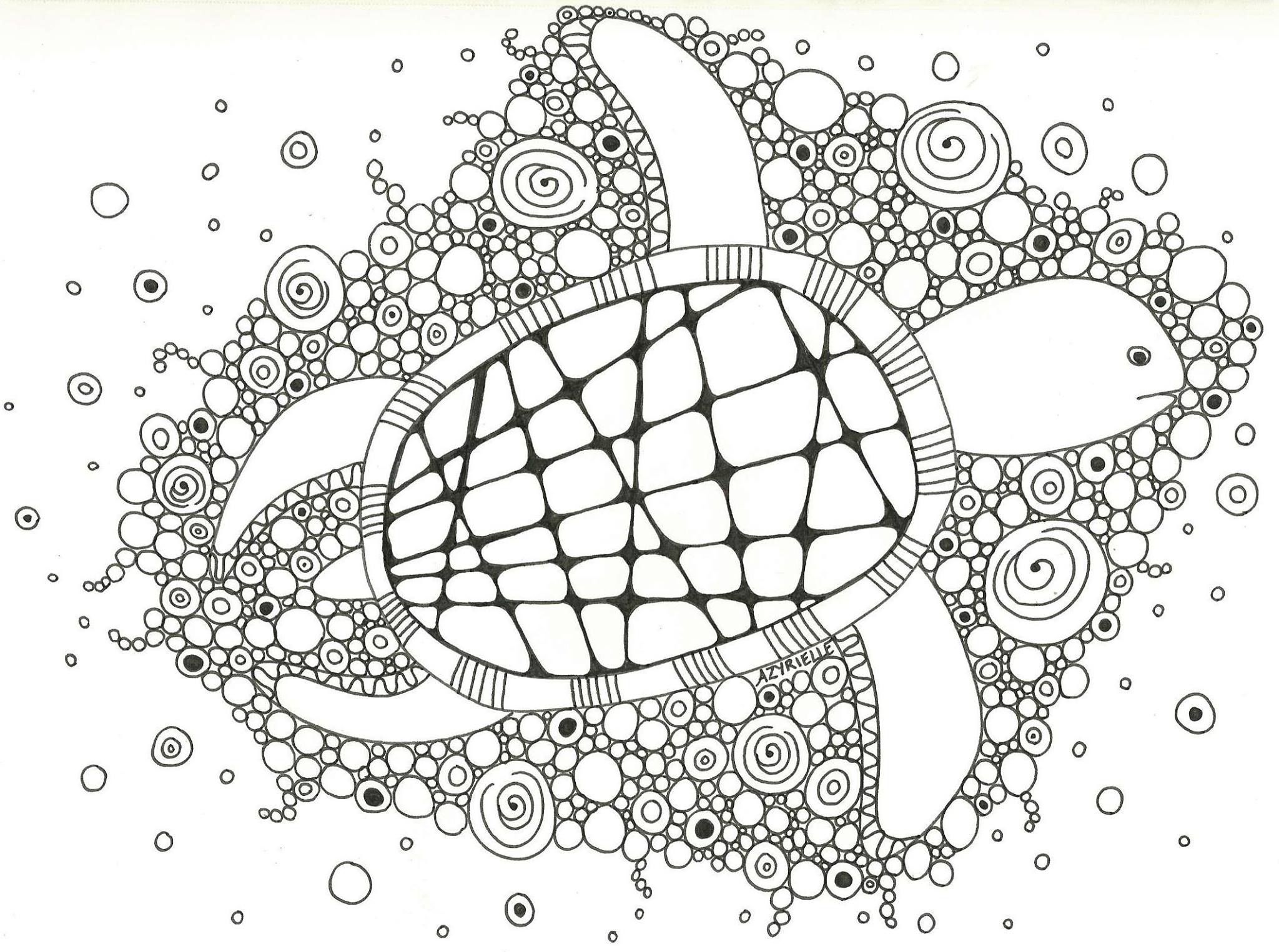 Turtle Juliette - Water worlds Adult Coloring Pages