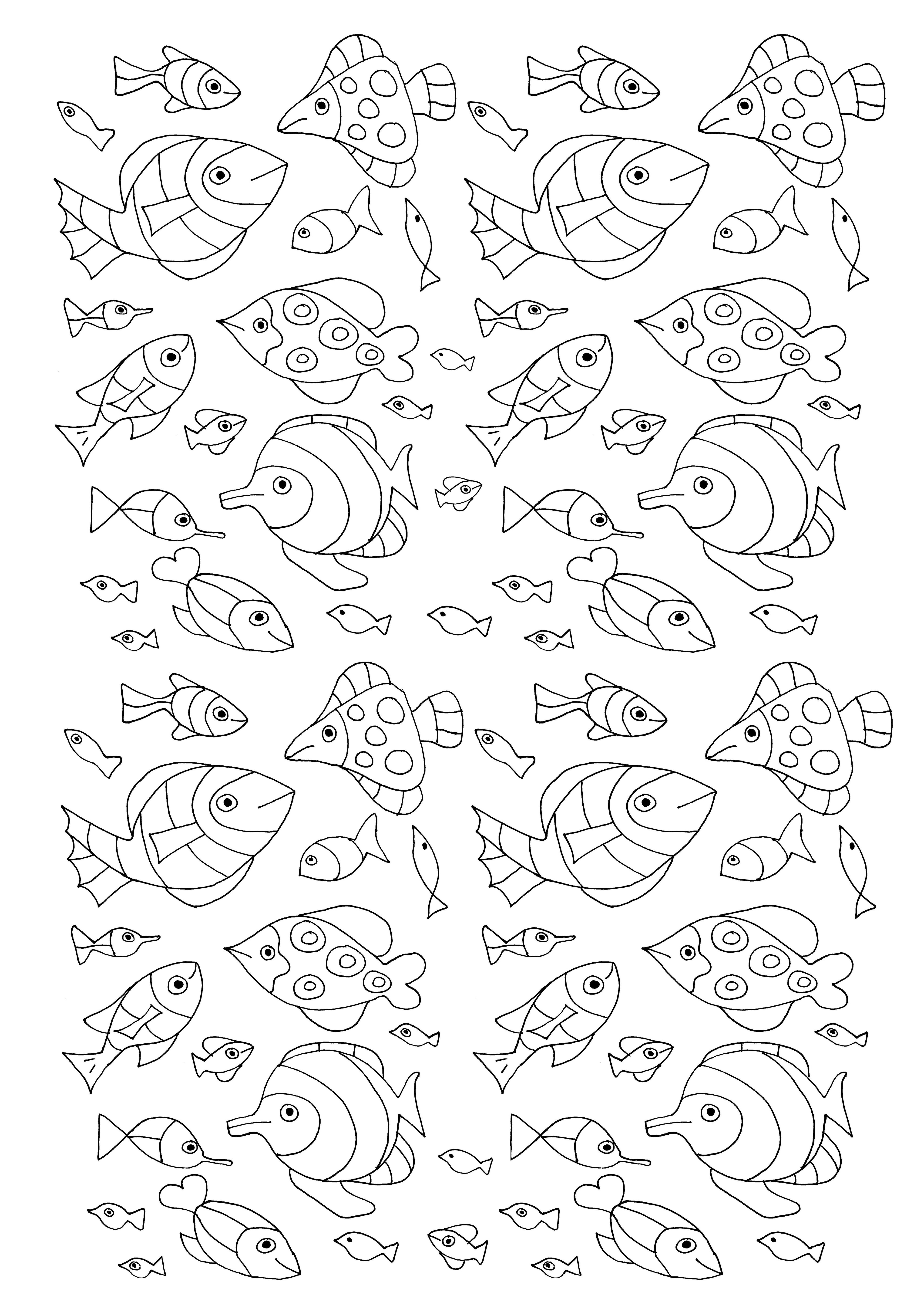 Lots of fish for aquatic coloring, Artist : Olivier