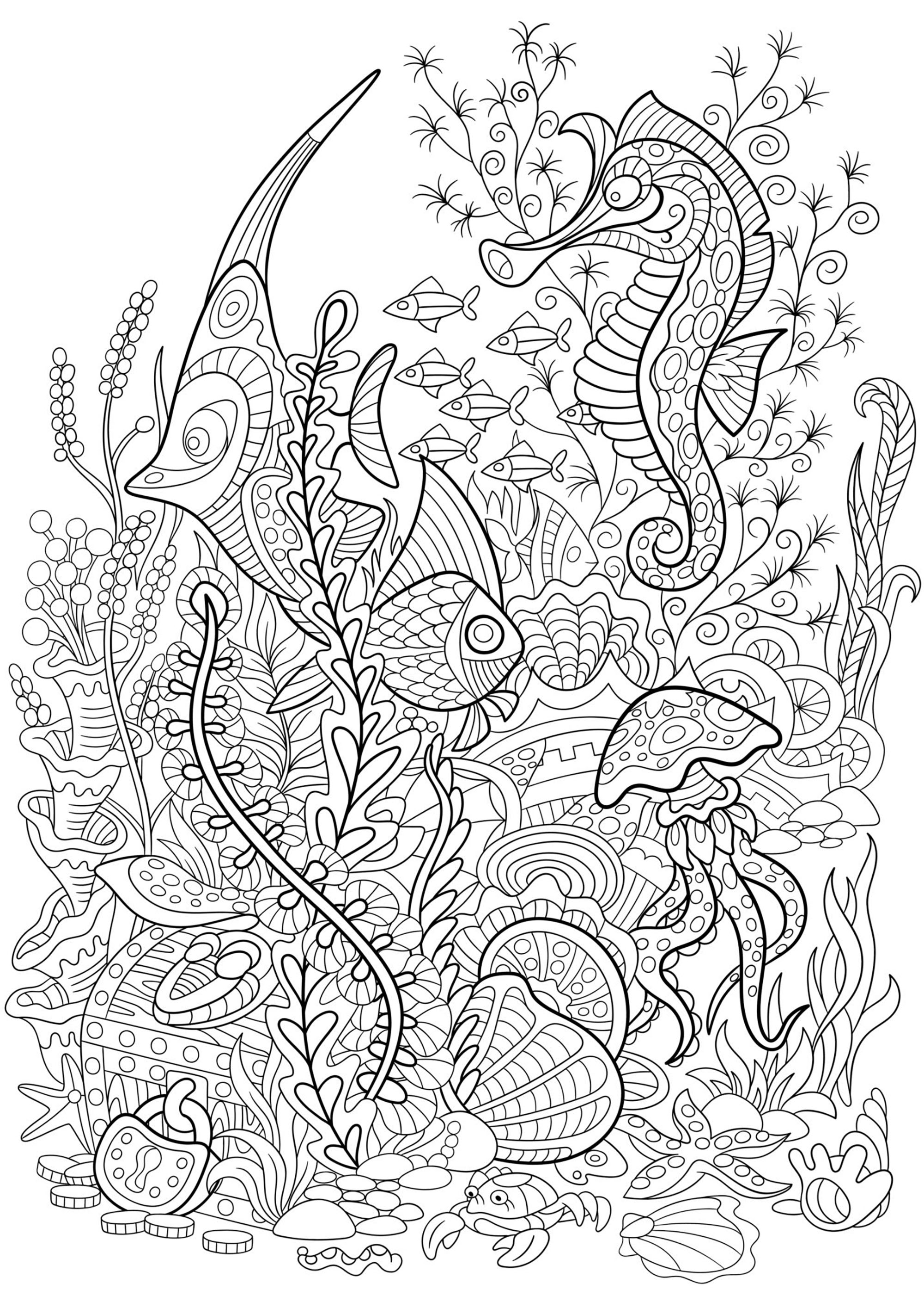 Seaworld Water worlds Adult Coloring Pages