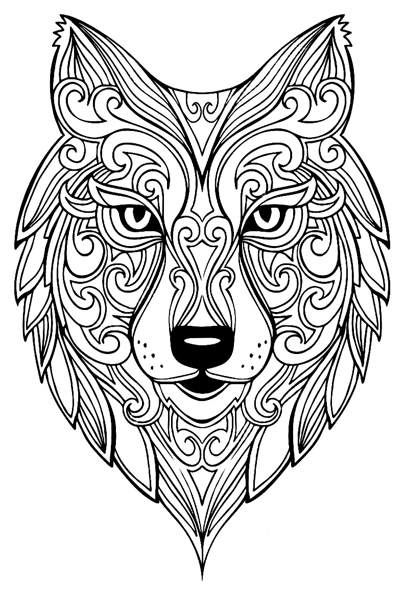 Wolf 2 Wolves Adult Coloring Pages