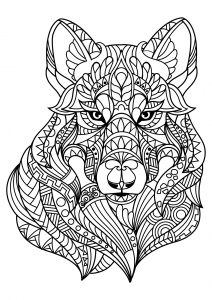 wolves  coloring pages for adults