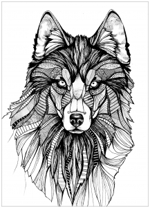 Coloring page wolf 3