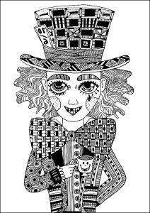 The Mad Hatter, designed with Zentangle motifs