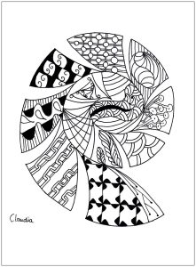 Coloring adult zentangle simple by claudia 1