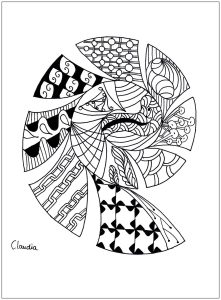 Printable Coloring Page for adult : Zentangle-simple-by-claudia-1