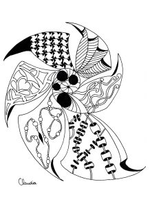 Printable Coloring Page for adult : Abstract zentangle with various patterns