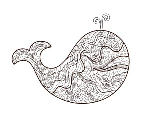 Printable Coloring Page for adult : Zentangle-whale-by-meggichka