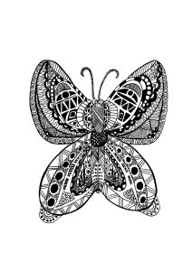 Printable Coloring Page for adult : Butterfly zentangle rachel