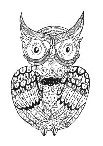 Coloring page adults owl zentangle rachel