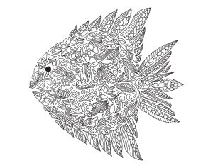 Coloring zentangle fish by artnataliia