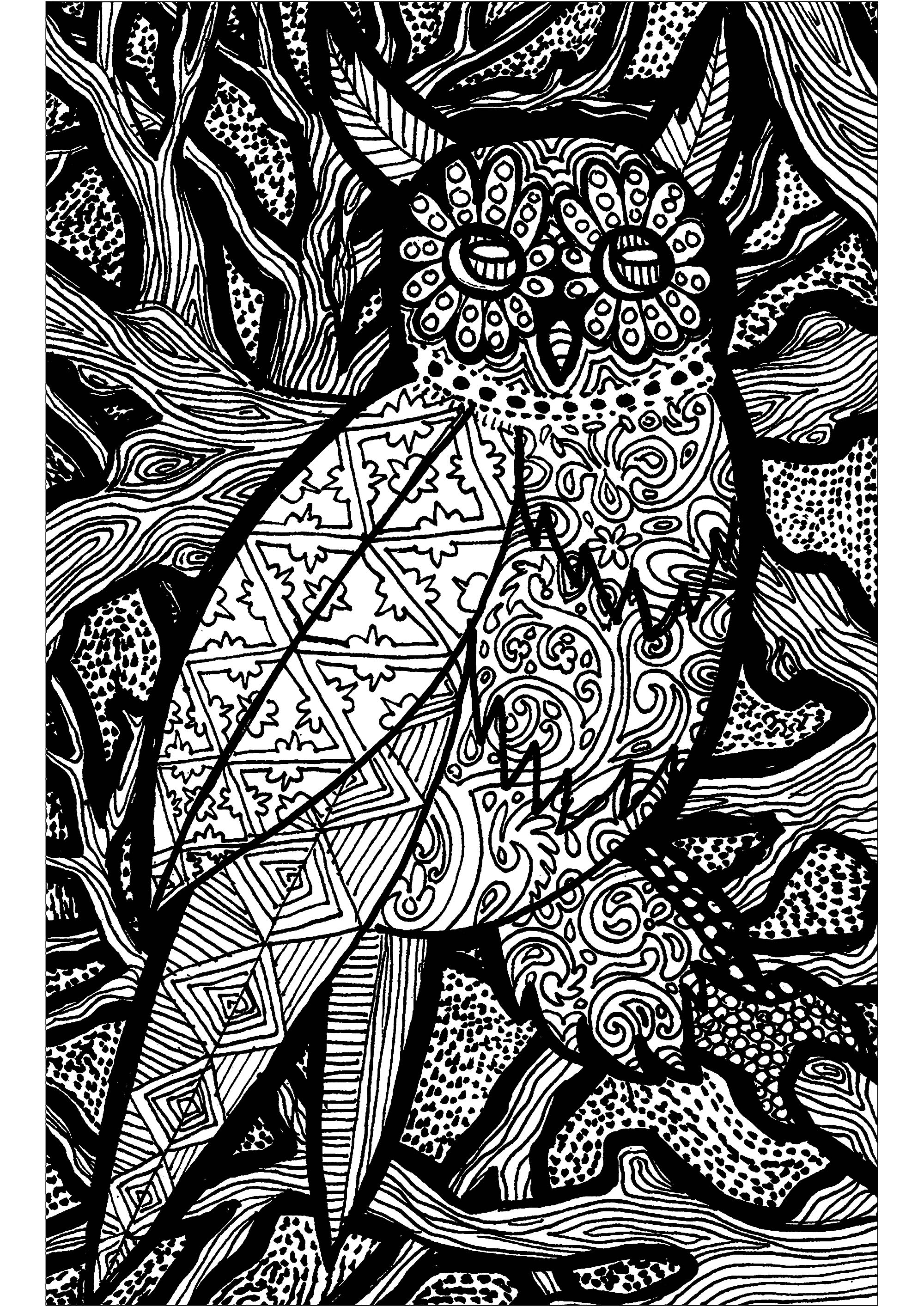 Look at this beautiful owl in its Zentangle forest !, Artist : HGCreative. Arts