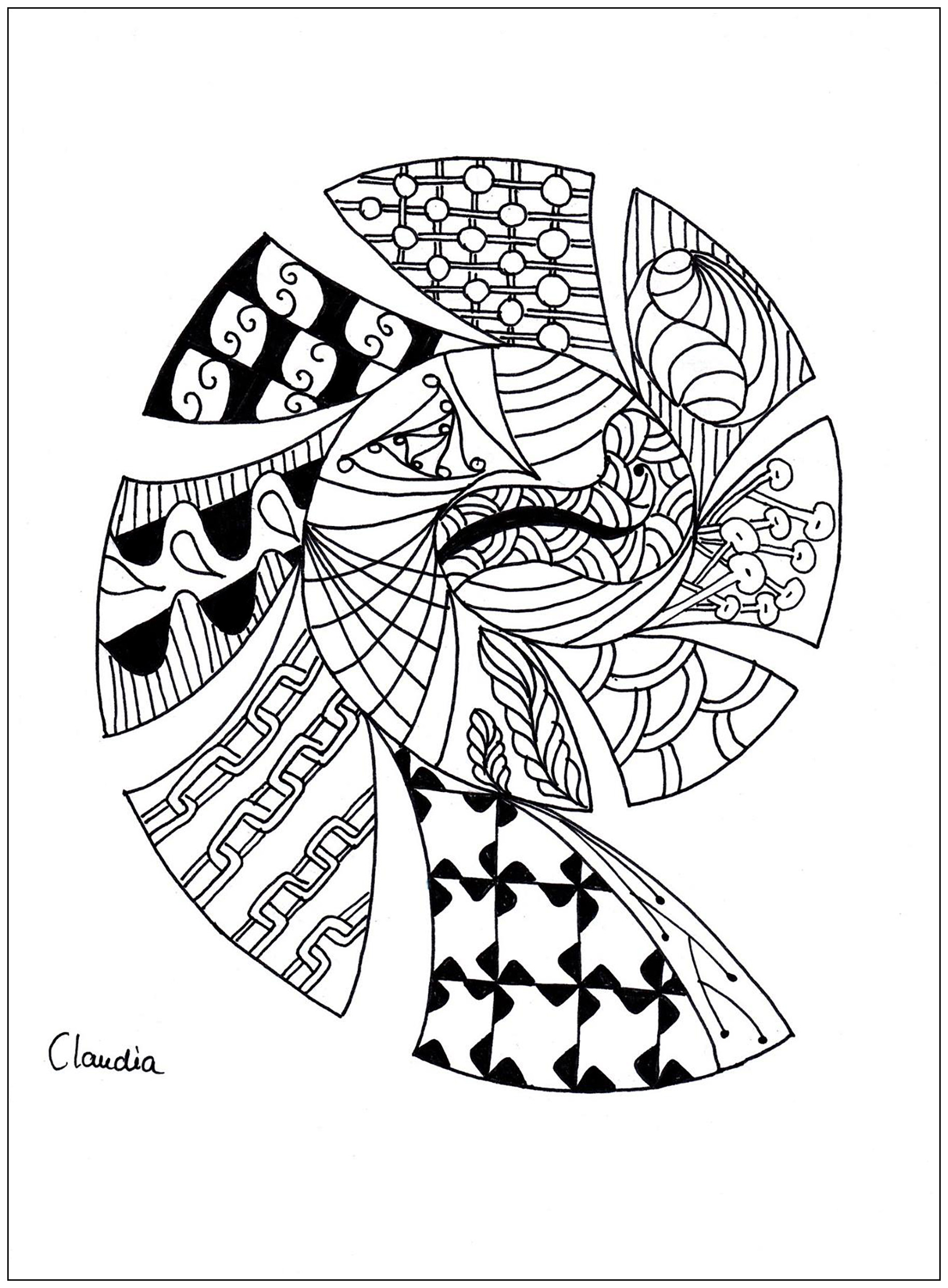 Zentangle simple - Zentangle Adult Coloring Pages - Page 2