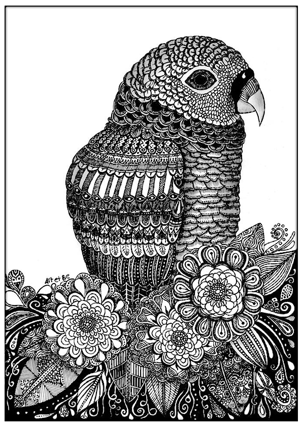 This coloring page repeat like a parrot !, Artist : Art&Be