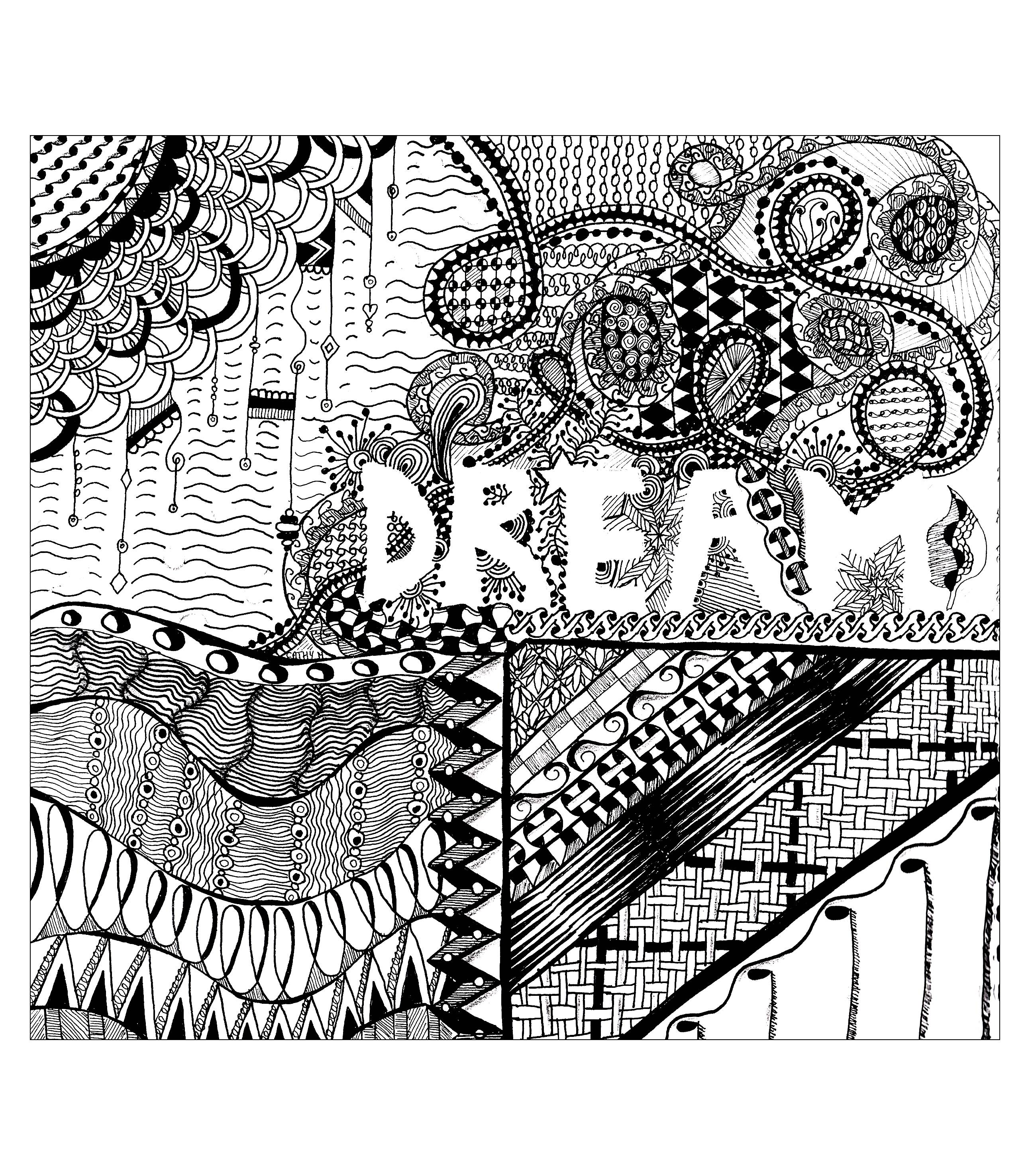 'Dream', coloriage original, Artist : Cathy M