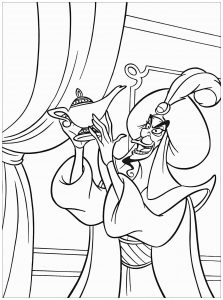 Jafar in his palace - Aladdin (and Jasmine) Kids Coloring Pages