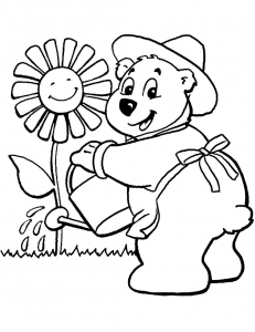Bear and his flower - Bears and Cubs Kids Coloring Pages