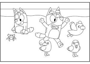 Easy coloring page of Bluey - Bluey Coloring Pages for Kids