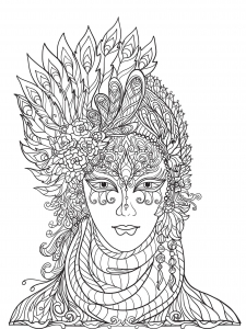 Nice mask of the Carnival of Venice with feathers